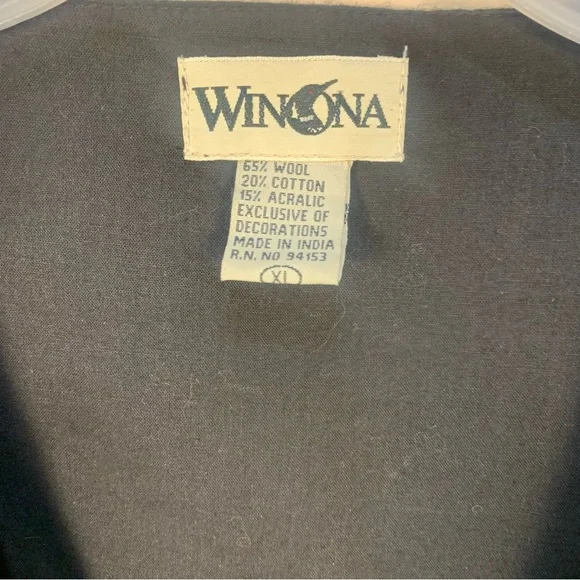 VTG Winona Wool Blend Appliqué Holly Branch western Vest - Picture 7 of 12